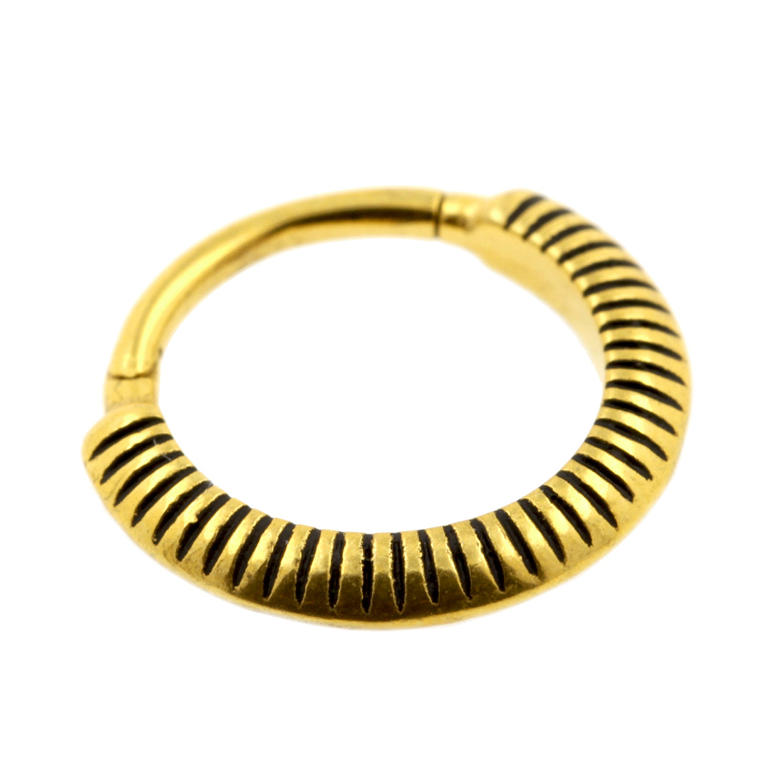 Anillo de clic con rosa acanalada - Acero quirúrgico