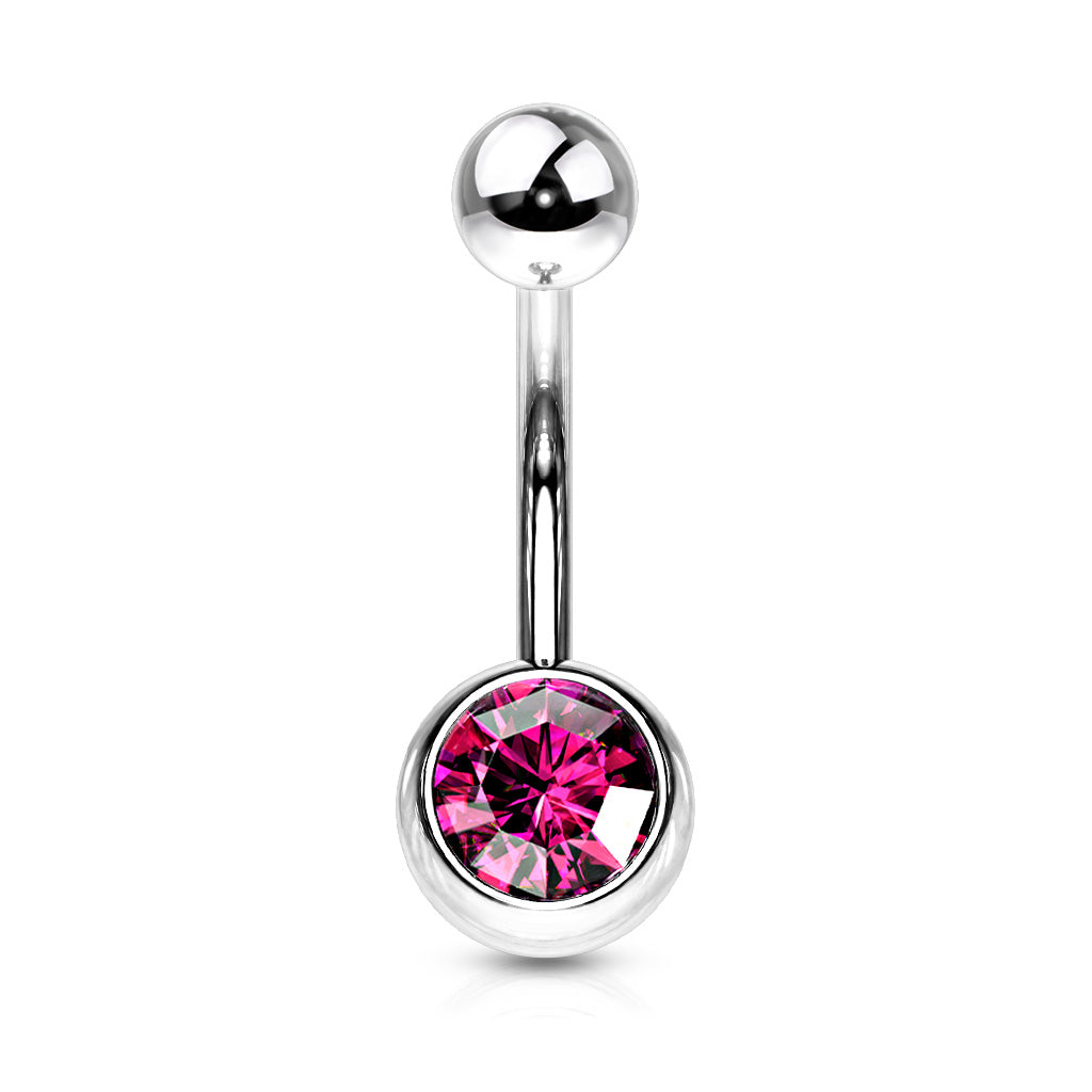 Piercing de ombligo básico de circonita - Acero quirúrgico