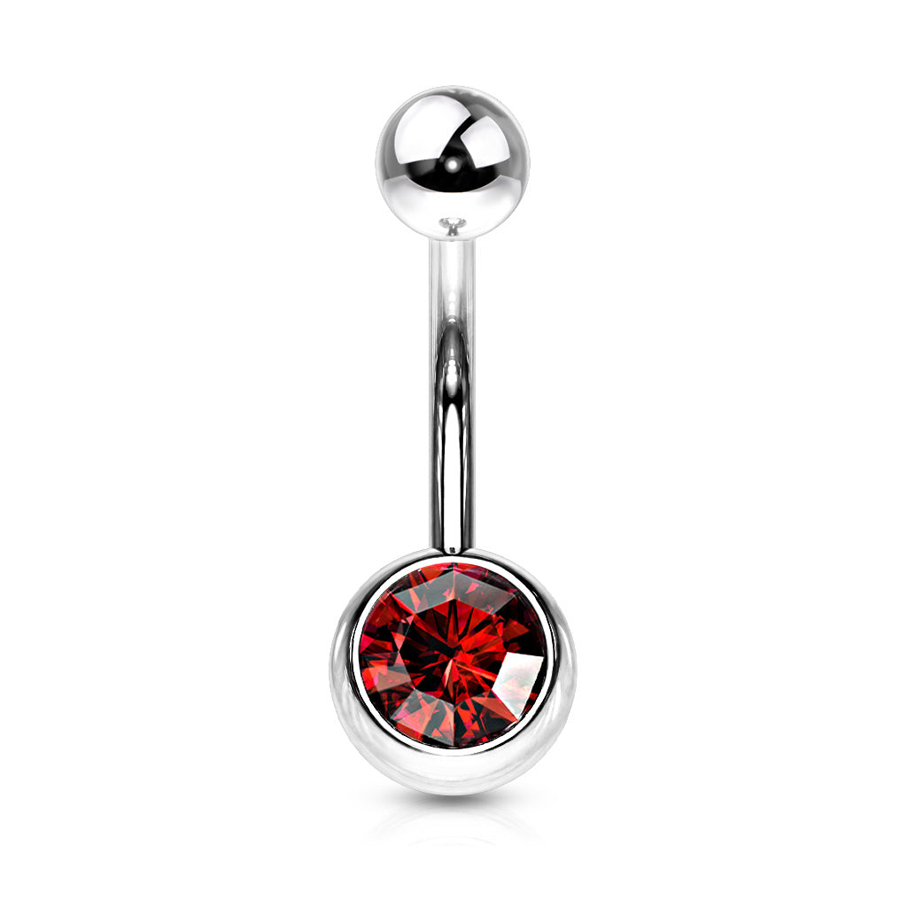 Piercing de ombligo básico de circonita - Acero quirúrgico