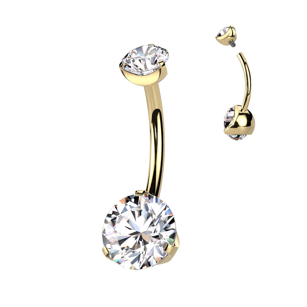 Piercing de ombligo Zirconia PVD Dorado - Titanio