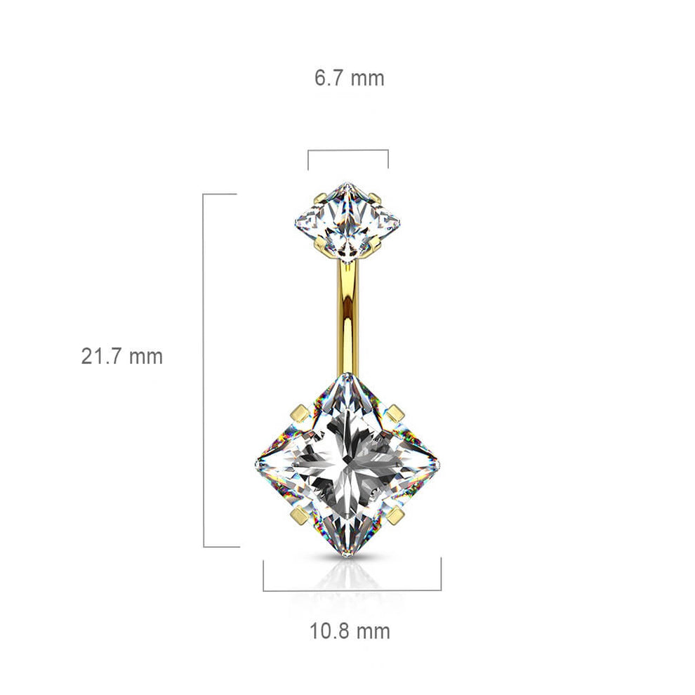 Piercing de ombligo grande de cristal dorado – Acero quirúrgico