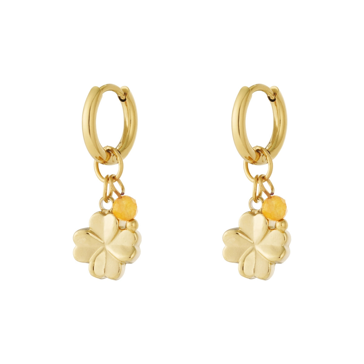 Pendientes de media flor dorados. No disponible.