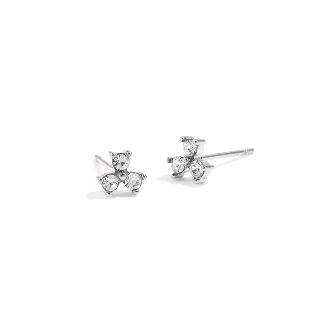 Pendientes de flores color plata - acero inoxidable