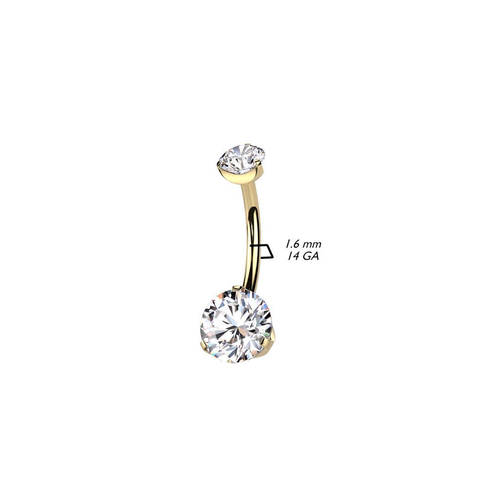 Piercing de ombligo Zirconia PVD Dorado - Titanio