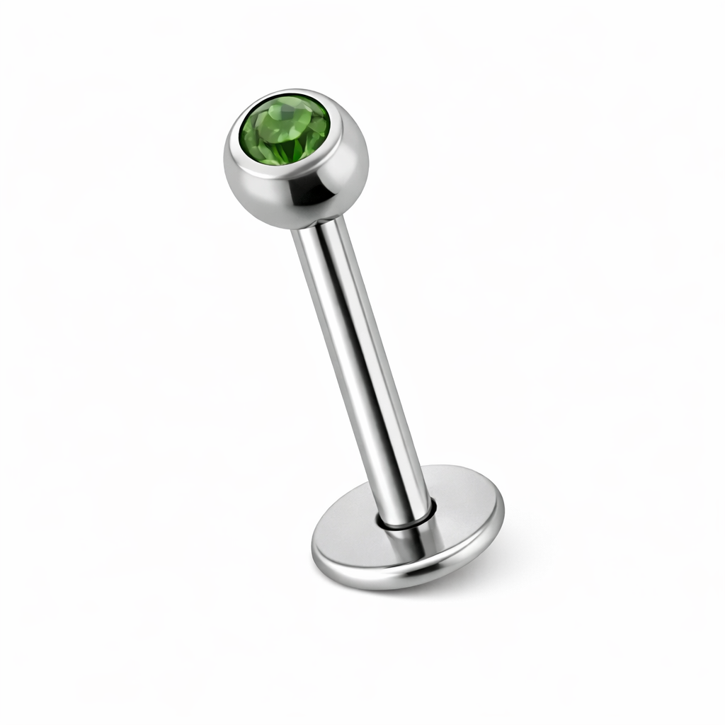 Labret Kristal Bal Olive Zilverkleurig - Chirurgisch Staal