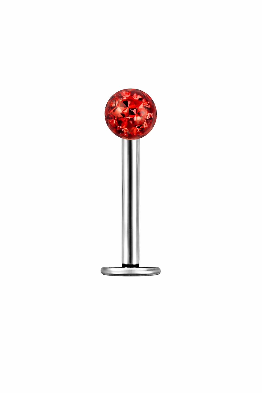 Labret Multi Kristal Rood Zilverkleurig - Chirurgisch Staal