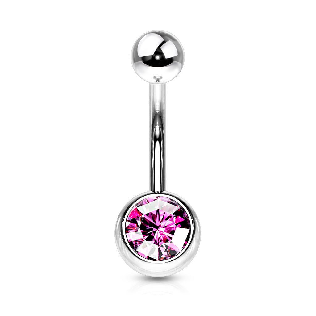 Piercing de ombligo básico de circonita - Acero quirúrgico