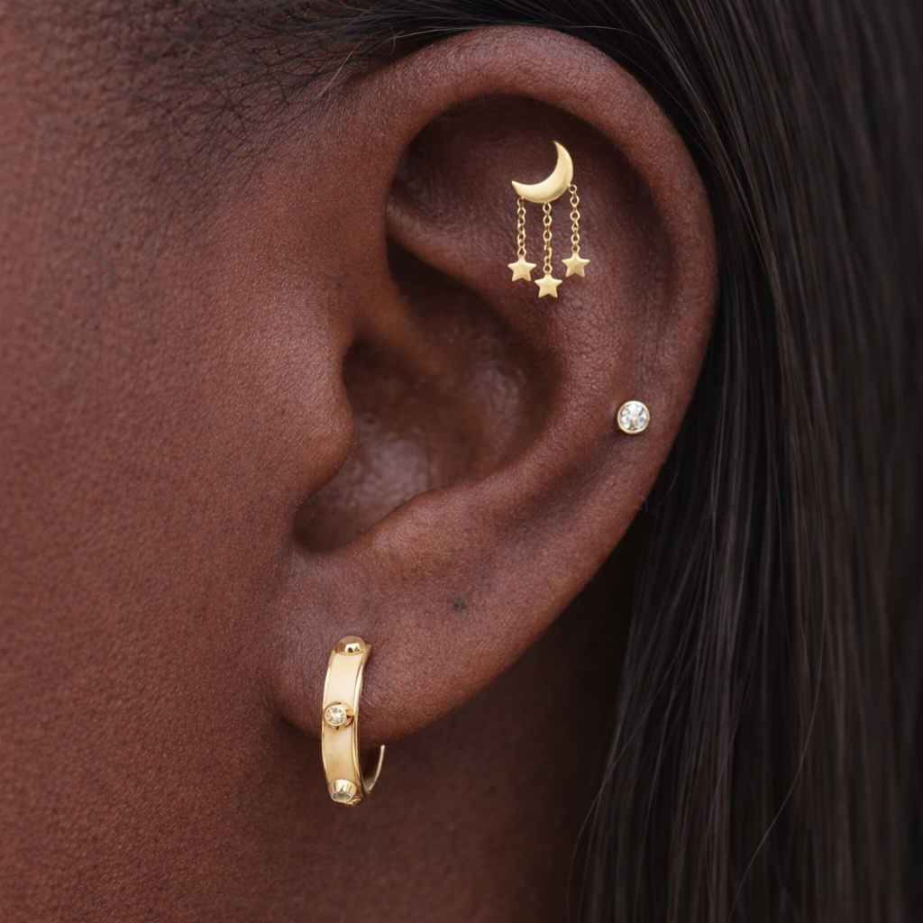 Labret Titanio Luna y Estrellas