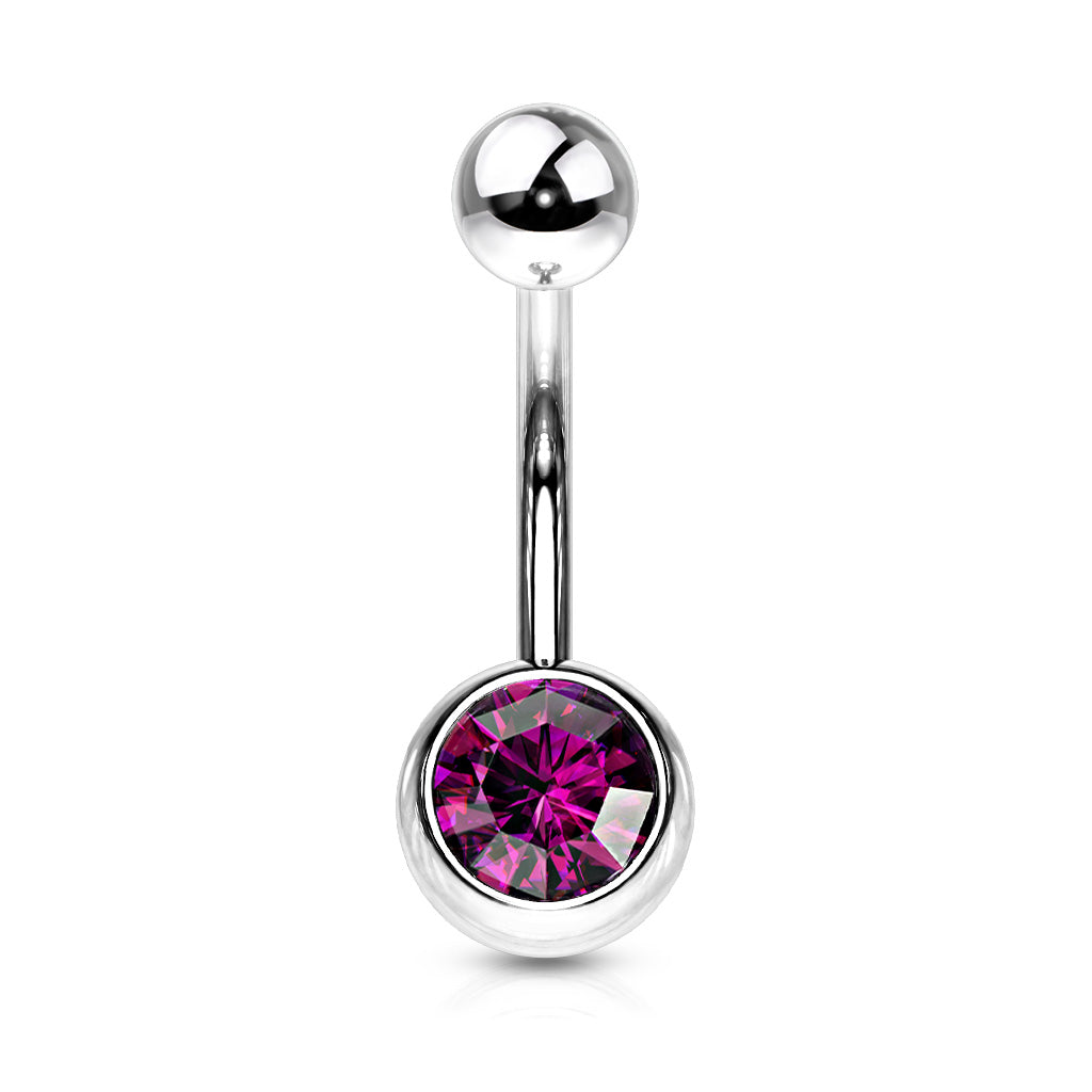 Piercing de ombligo básico de circonita - Acero quirúrgico