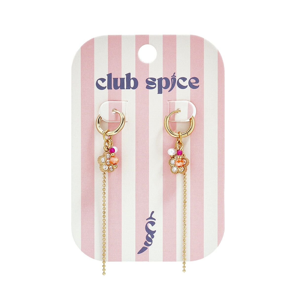 Pendientes Collar Flor Rosa - Acero Inoxidable
