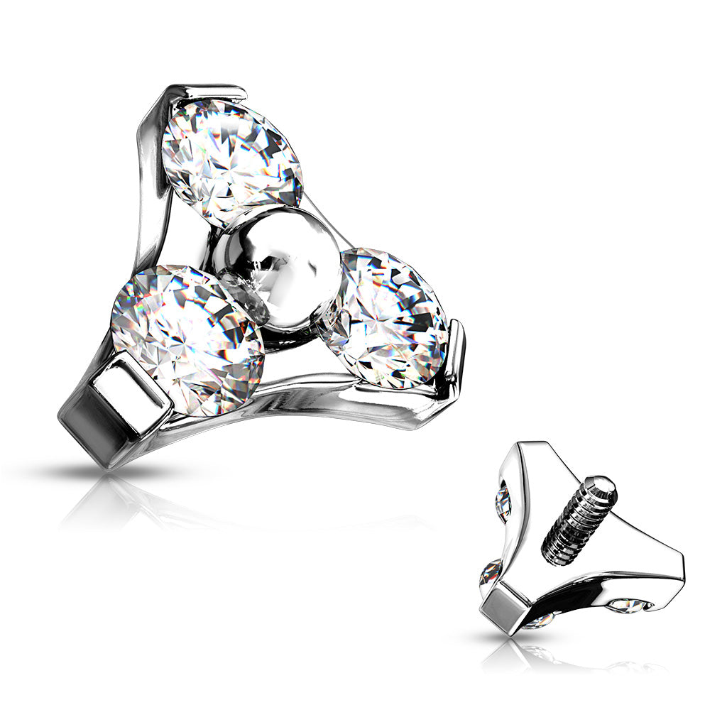 close-up labret zilver- of goudkleurig met triple zirconia, chirurgisch staal, voor helix, tragus

