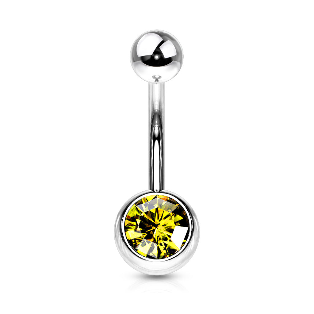 Piercing de ombligo básico de circonita - Acero quirúrgico
