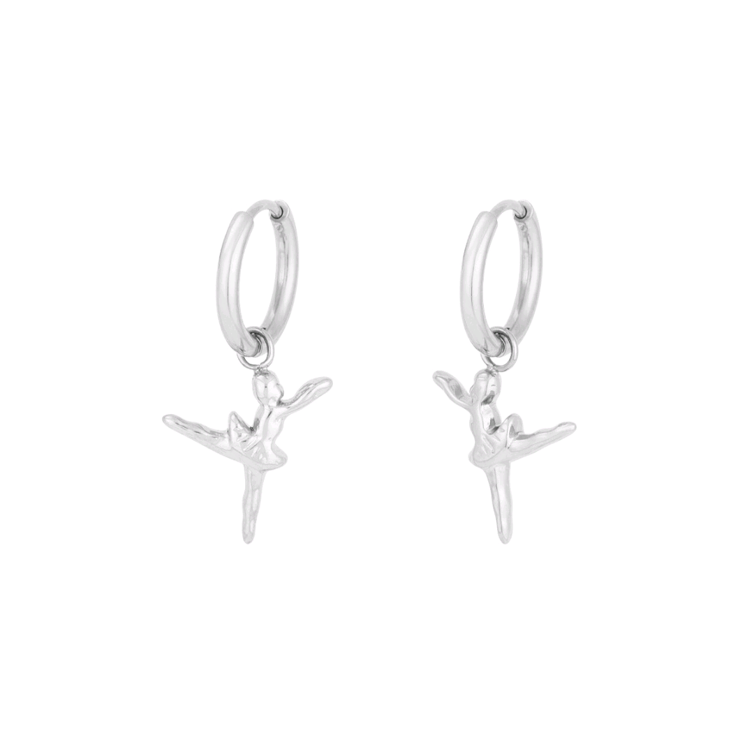 Pendientes de bailarina de color plata - Acero inoxidable