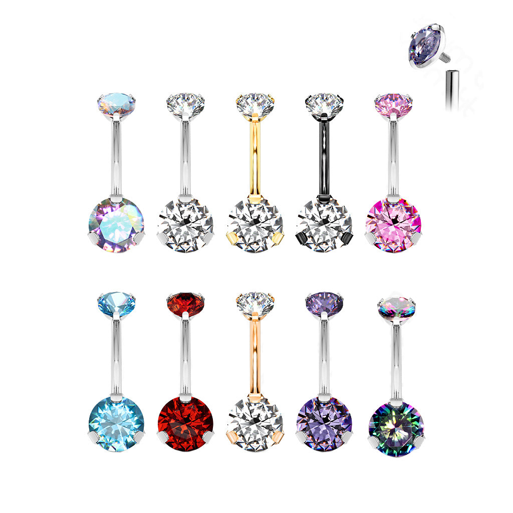 Piercing de ombligo Zirconia PVD Dorado - Titanio