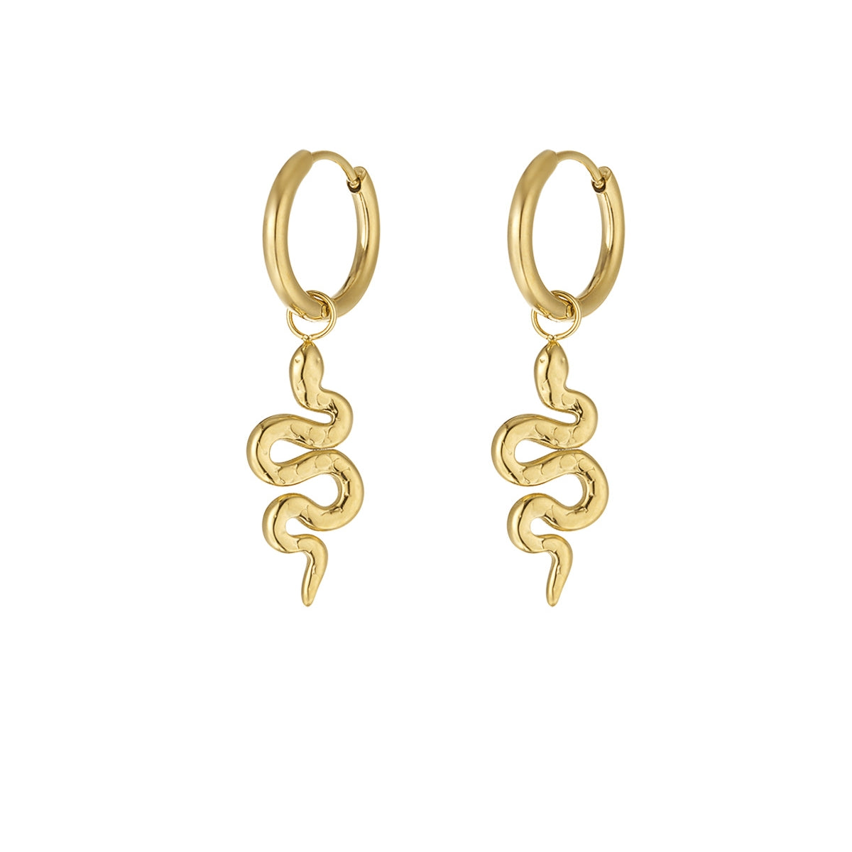 Pendientes colgantes de serpiente color dorado - Bañados en oro