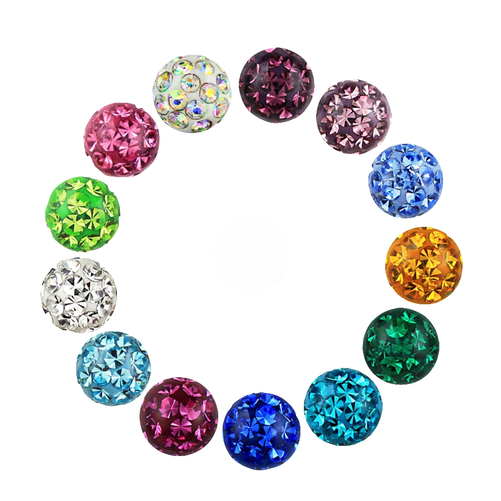 Balletje 1.6 mm Multi Kristal Rood - Chirurgisch Staal & Resin
