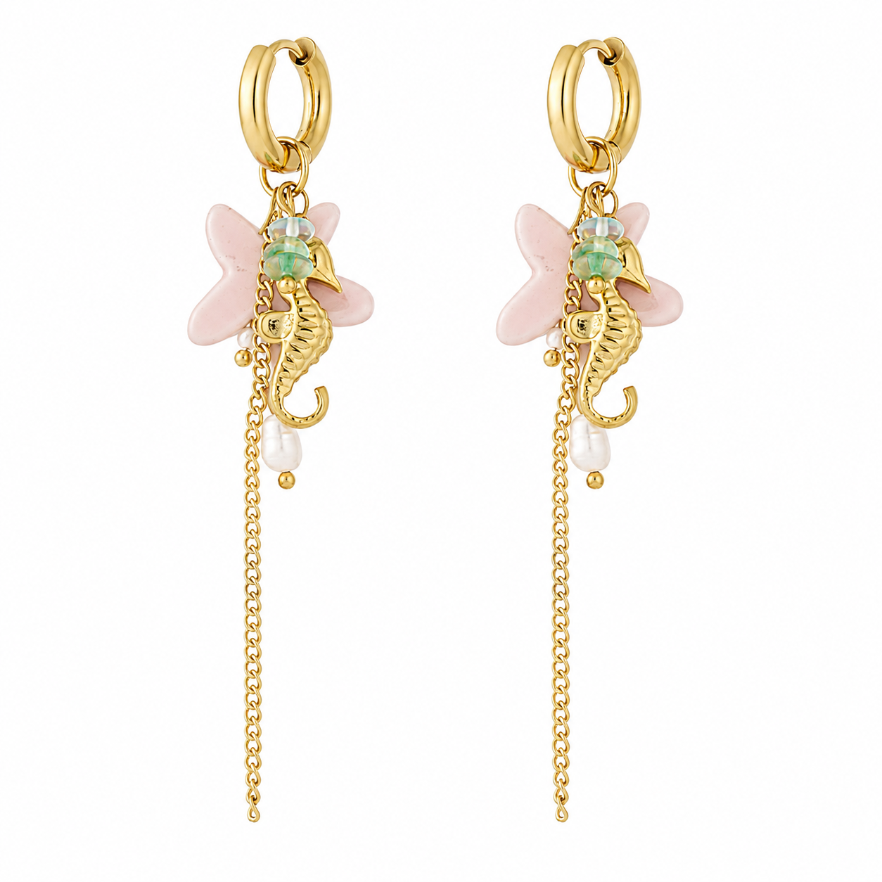 Pendientes de estrella de caramelo - Acero inoxidable y diamantes de imitación