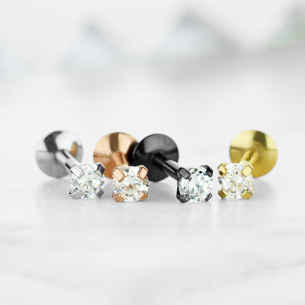 Rosékleurige labret met zirconia steen – stijlvol chirurgisch staal sieraad