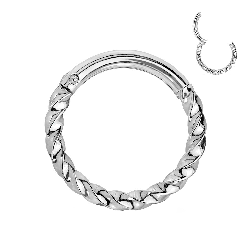 Piercing de aro de clic grueso de acero quirúrgico color plata