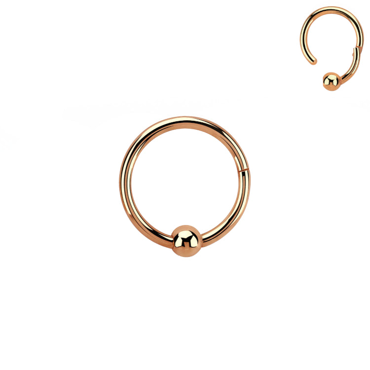 Anillo de clic con bola rosa - Acero quirúrgico