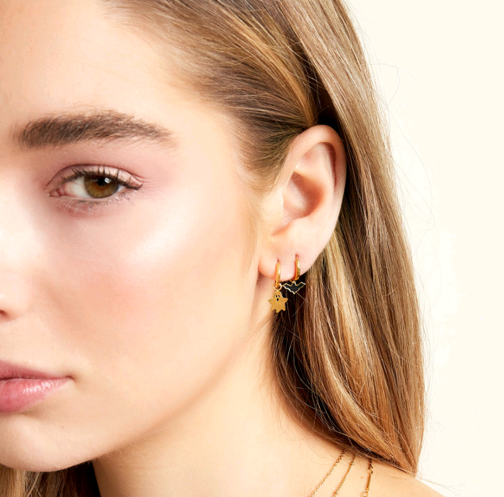 Oorbellen Vleermuis Goudkleurig - Roestvrij Staal