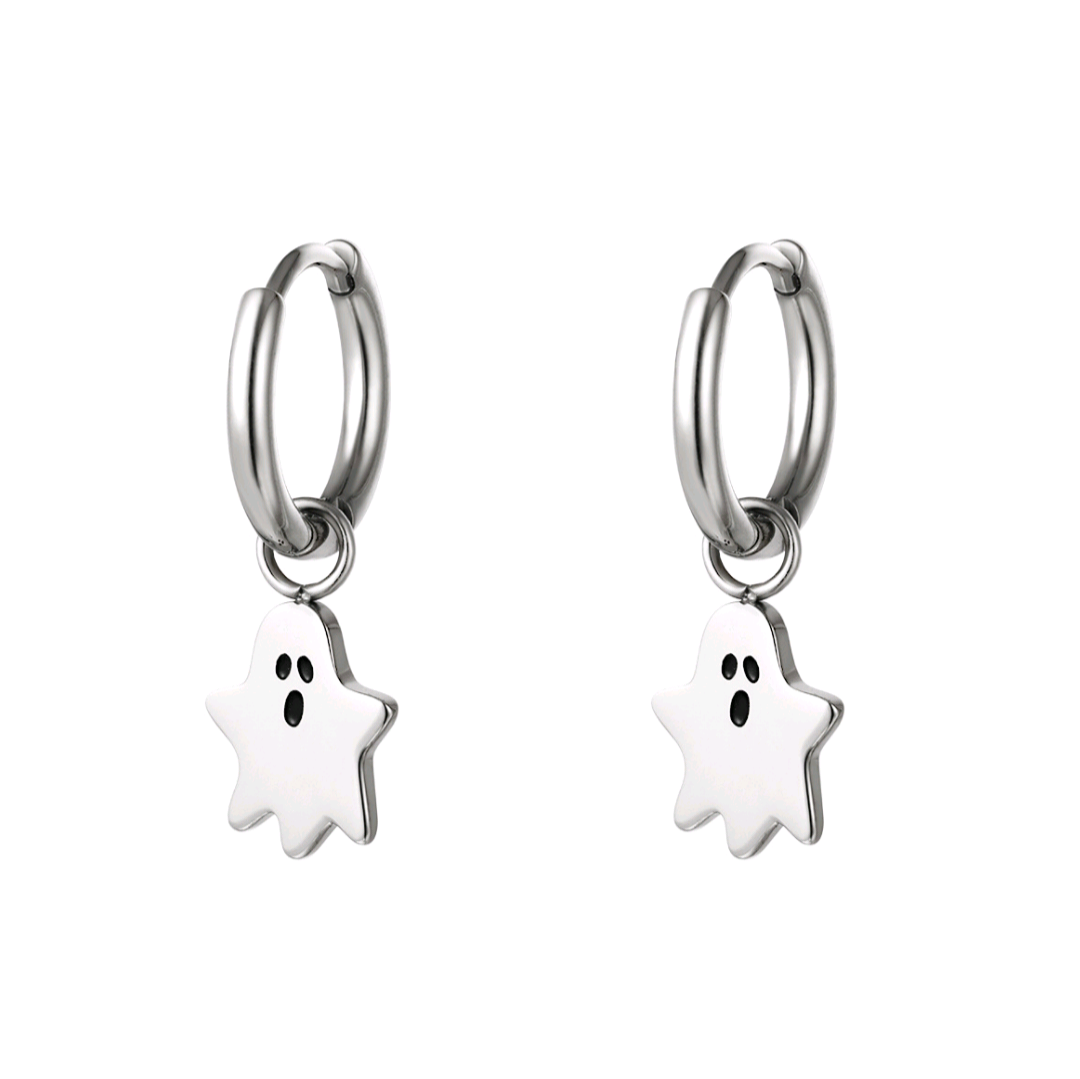 Pendientes fantasma plateados - Acero inoxidable