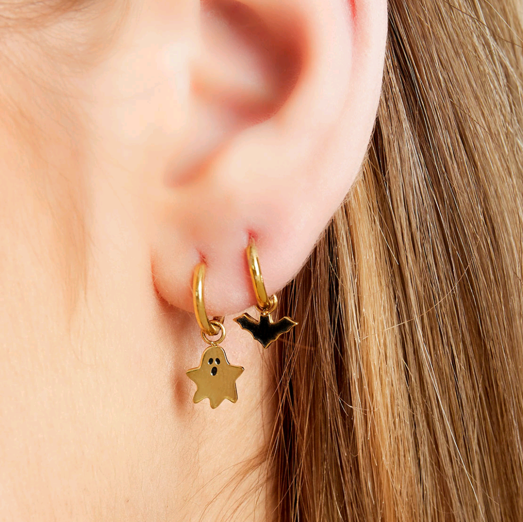 Pendientes fantasma plateados - Acero inoxidable