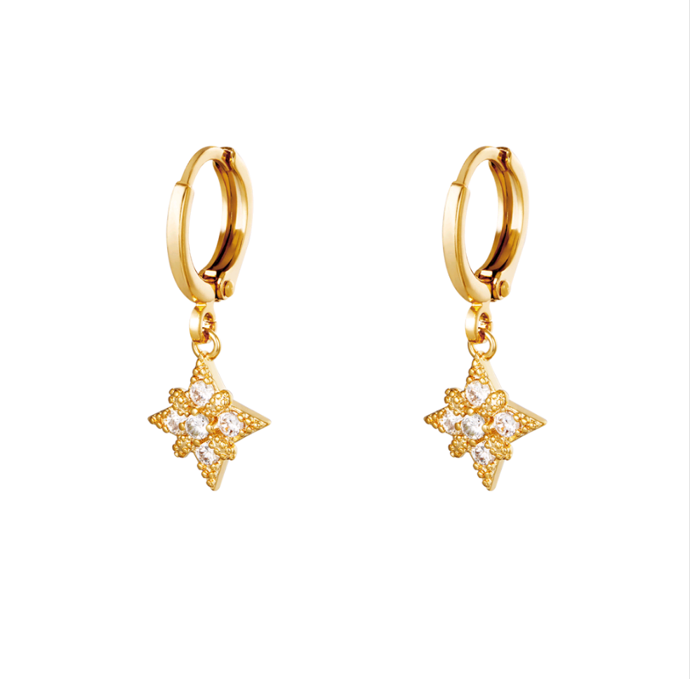 Pendientes Estrella Cristal Dorado