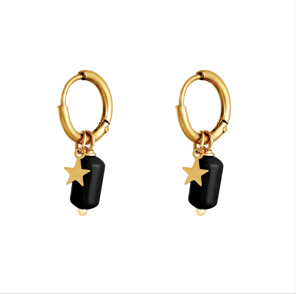 Pendientes de estrella de caramelo - Acero inoxidable y diamantes de imitación