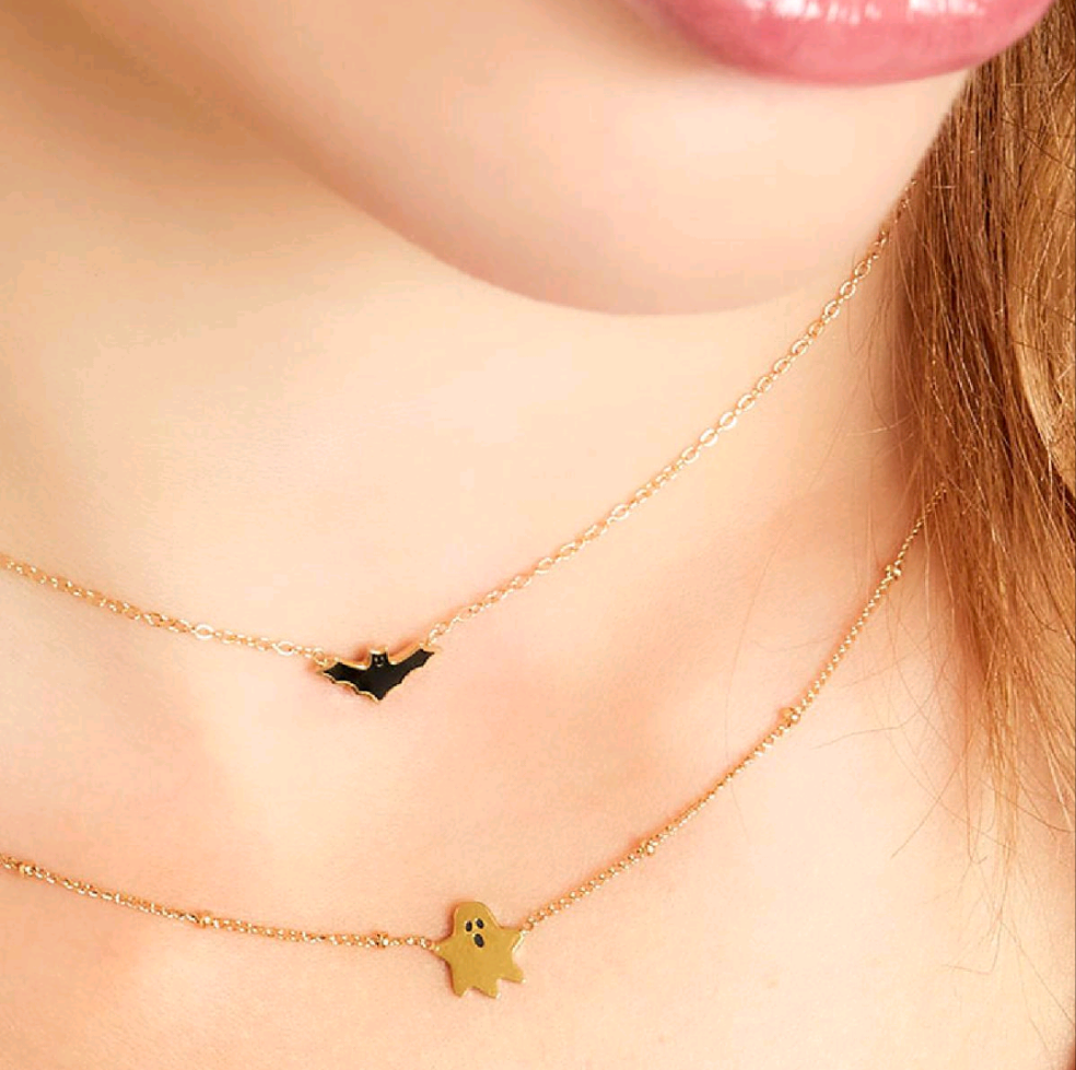 Collar de murciélago dorado - Acero inoxidable