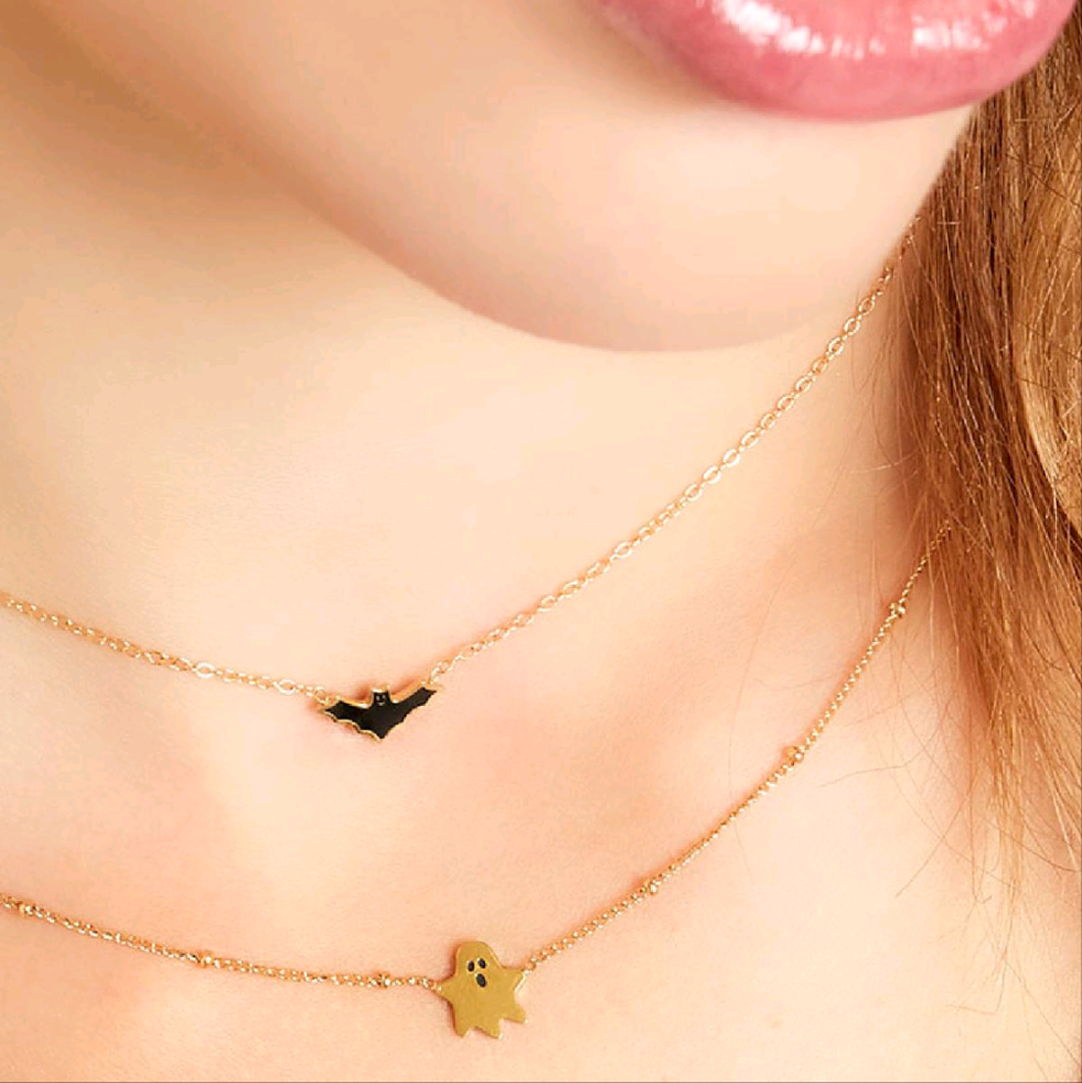 Collar de murciélago plateado - Acero inoxidable