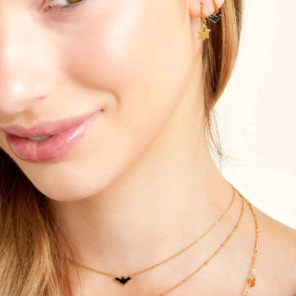 Collar de murciélago plateado - Acero inoxidable