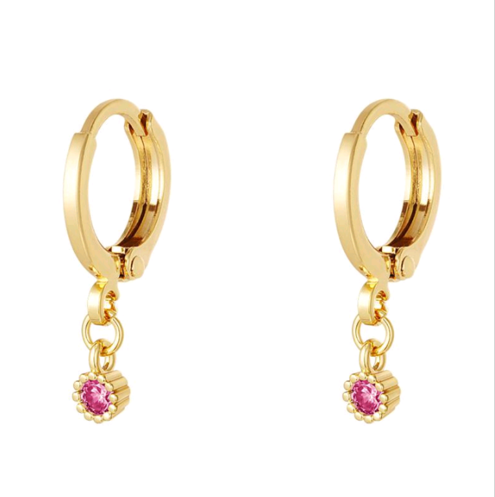 Pendientes Colgante Brillo Rosa