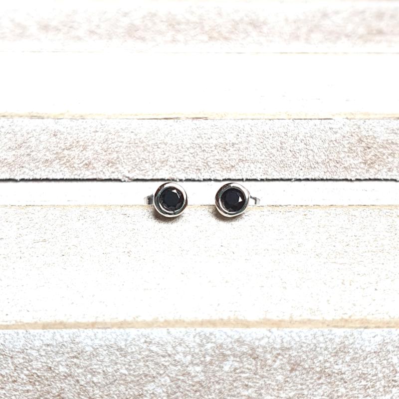 Oorbellen Zwart Zirconia Zilver s925