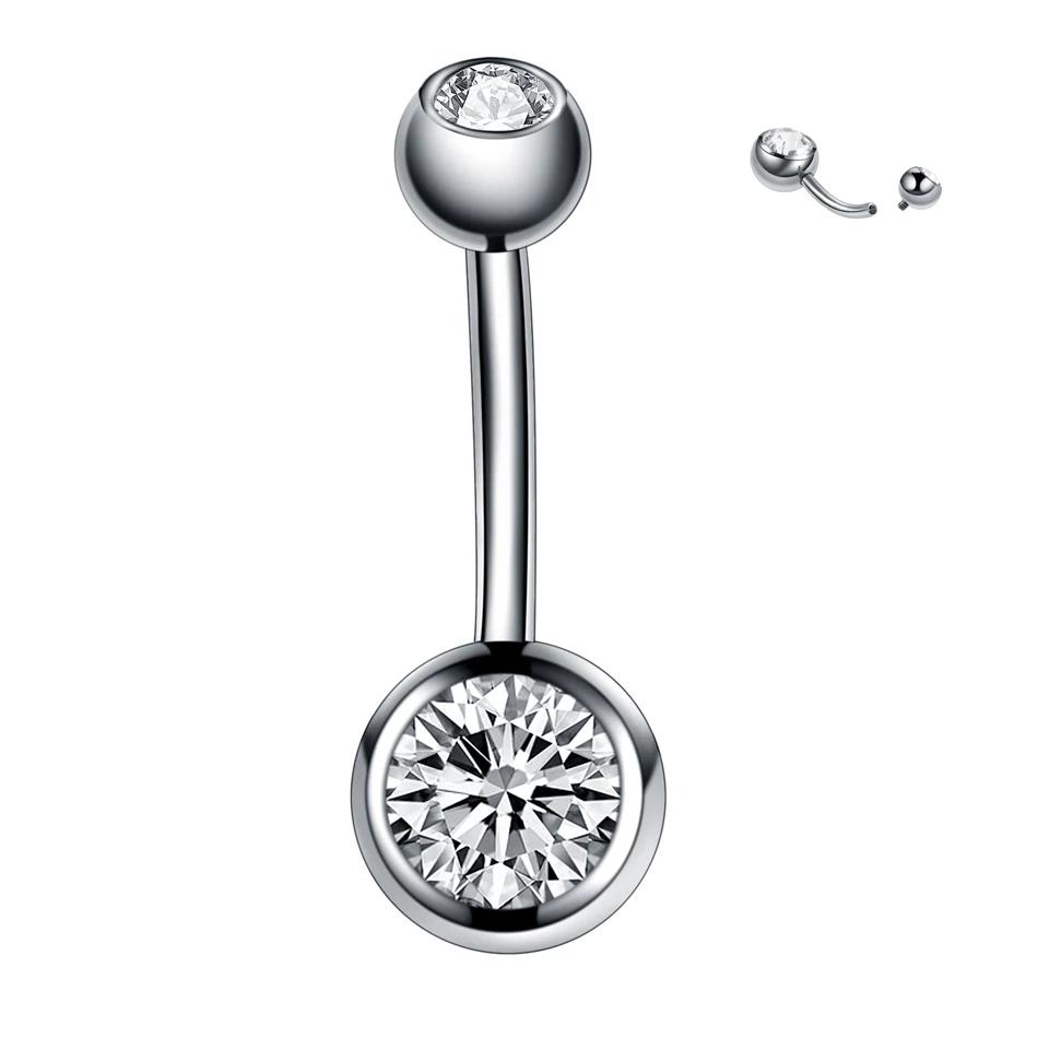 Piercing de ombligo con rosca interna color plata – Titanio