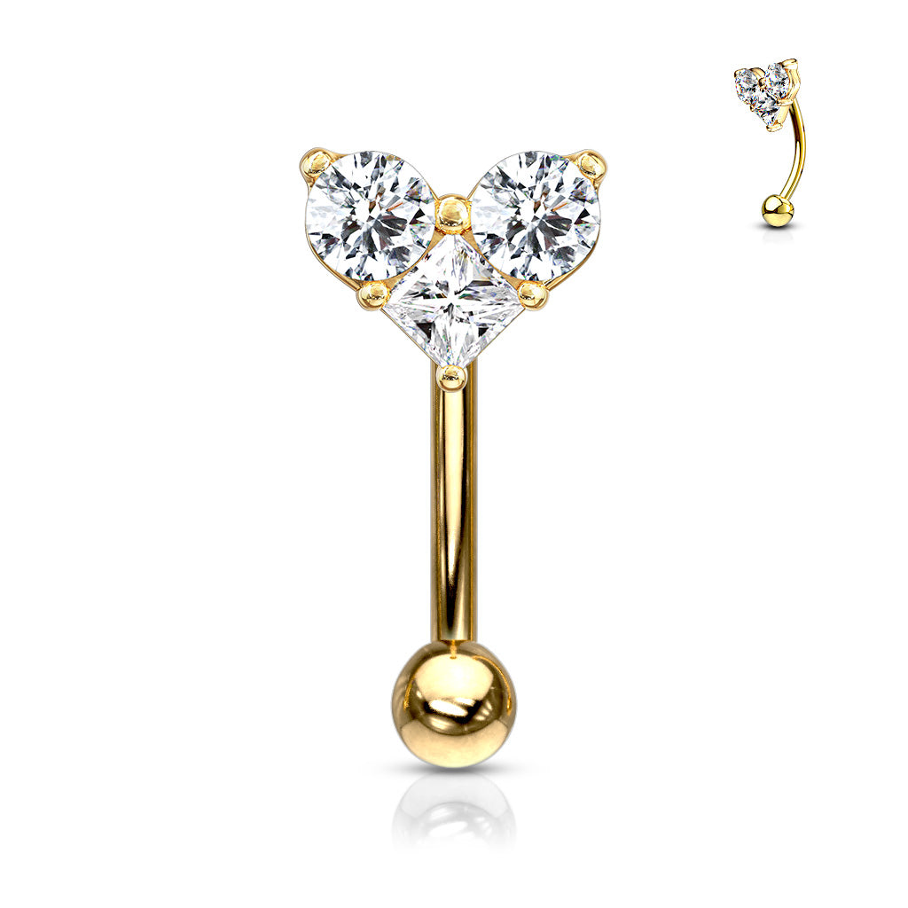 Barra Pesas Curva Corazón Dorado