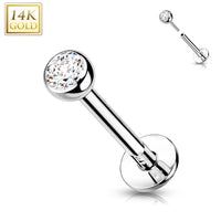 Labret 14 Karaat Wit Goud Threadless Push in Zirconia