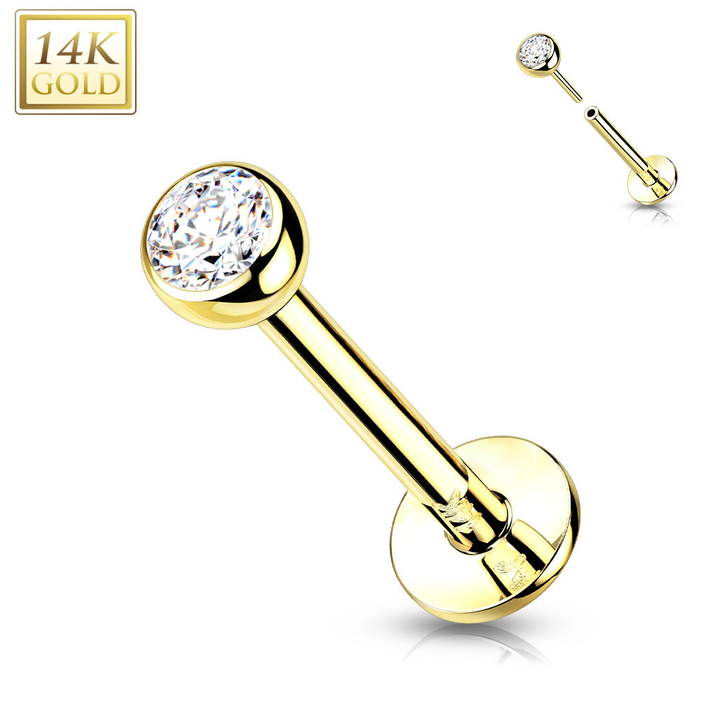 Labret 14 Karaat Goud Threadless Push in Zirconia