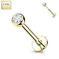 Labret 14 Karaat Goud Threadless Push in Zirconia