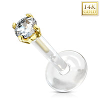Bioflex labret met 14kt gouden zirconia top