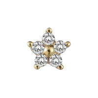 Goudkleurige Barbell Piercing Close up Bloemetje Zirconia Goldplated Roestvrij Staal