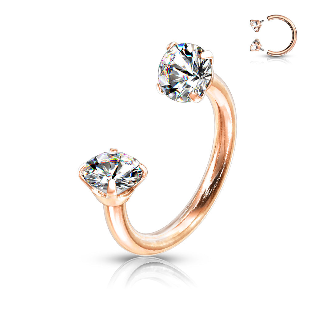 Piercing circular de circonita rosa - Acero quirúrgico