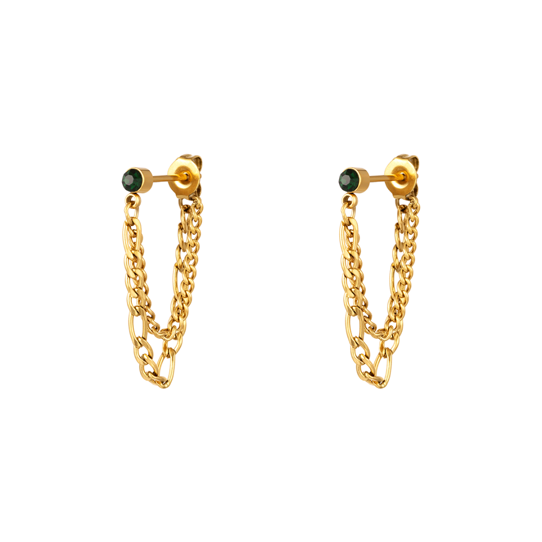 Pendientes Doble Cadena Dorado