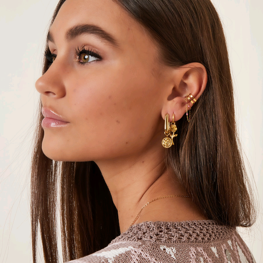 Pendientes Flor Color Plata - Acero Inoxidable