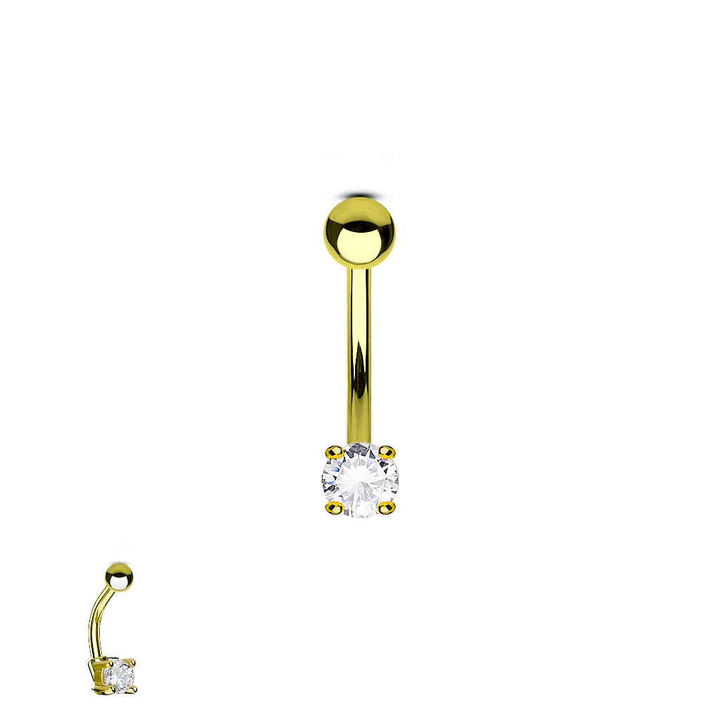 Piercing de barra curvado de circonita dorada - Acero quirúrgico