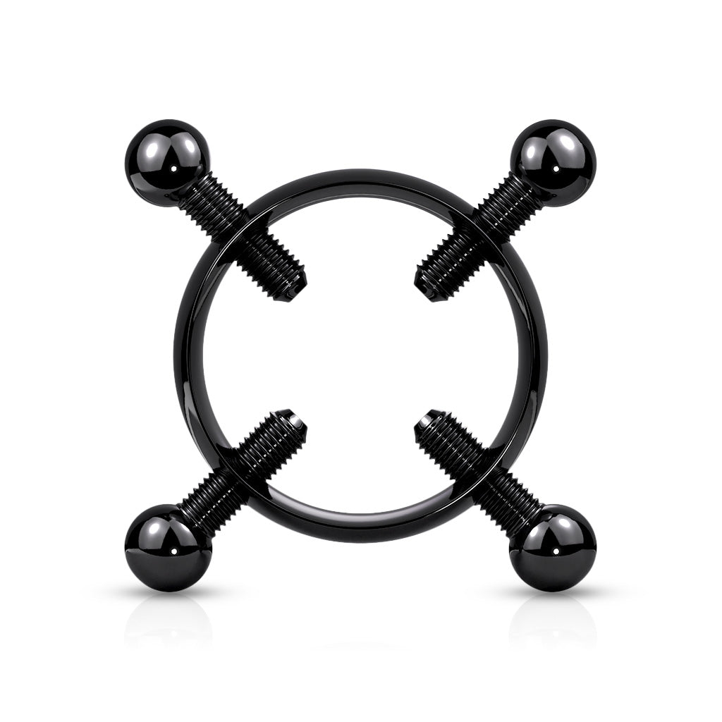 Piercing falso para pezón, color negro - Acero quirúrgico