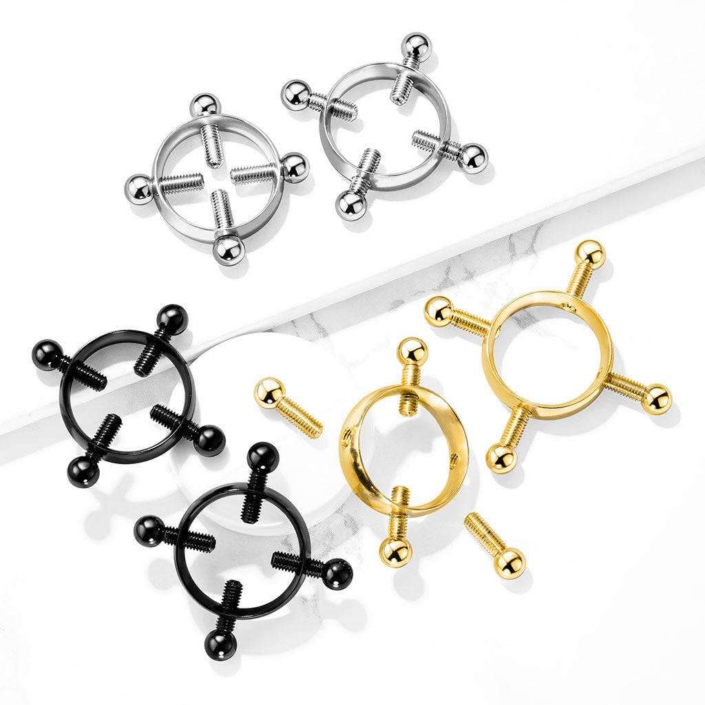 Piercing falso para pezón de acero quirúrgico color dorado