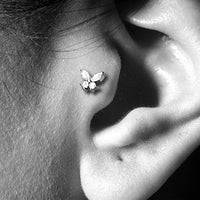 Goudkleurige labret met vlinder en zirconia van chirurgisch staal prachtig voor ear party of tragus piercing