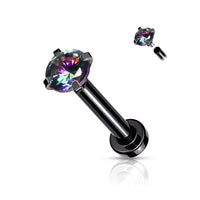 Zwarte micro labret met Aurora Borealis zirconia - Chirurgisch staal
