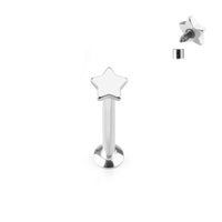 Zilverkleurige labret met ster van chirurgisch staal – speels en tijdloos